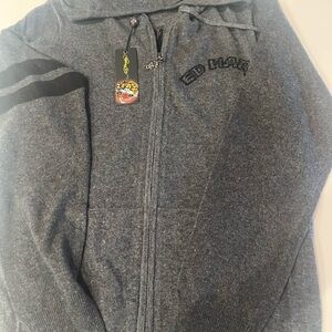 Ed Hardy Mens Grey Zip Front Hoodie Size Medium NWT